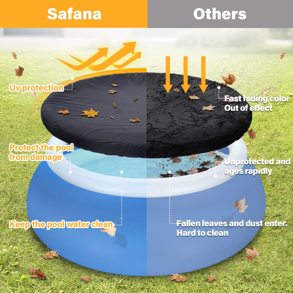 SAFANA 10ft Inflatable Pool Cover for Above Ground Pool [ Cover Diameter: 9.2ft ] Round Pool Cover for Inflatable Easy Set Pool [ Top Ring < 9.2ft ] with Elastic Band Swimming Pool Windproof Dustproof