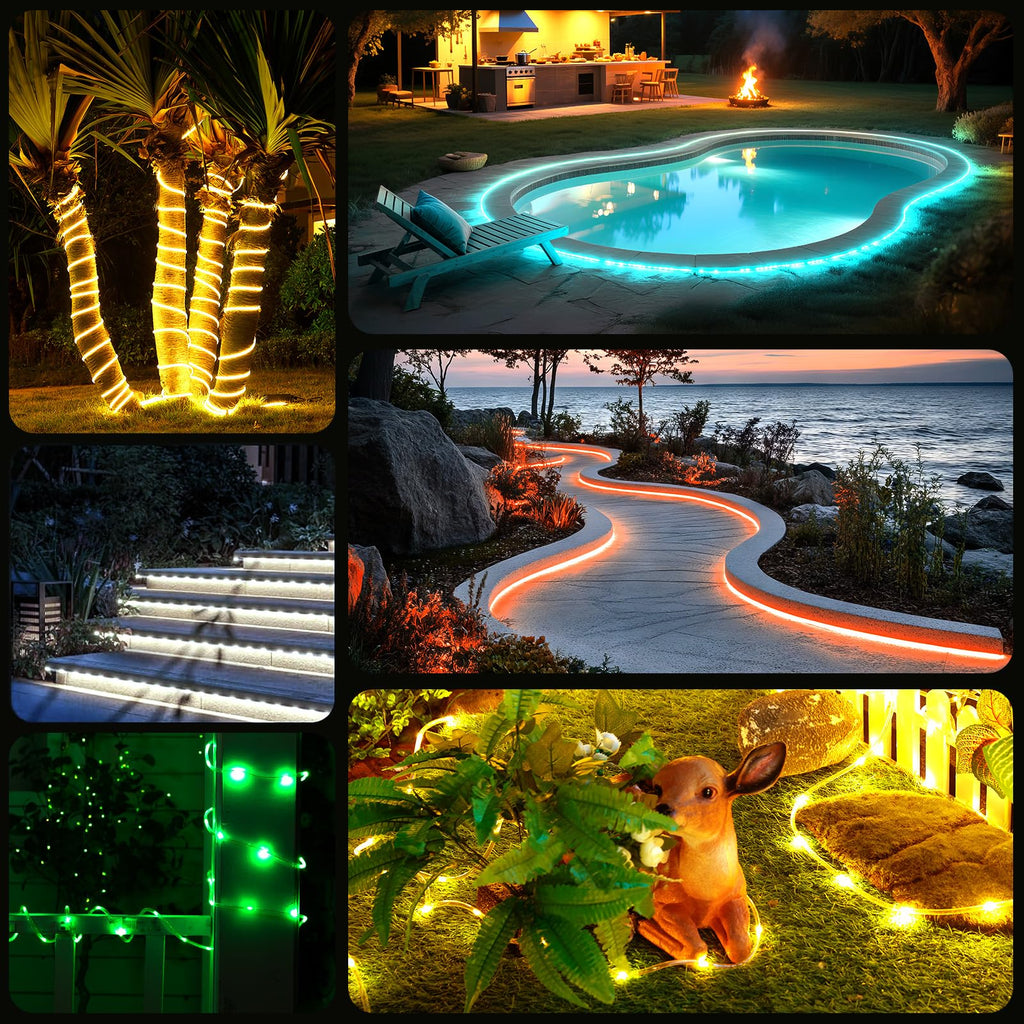 Minetom Color Changing Rope Lights Outdoor, 33FT 100 LED Rope Light