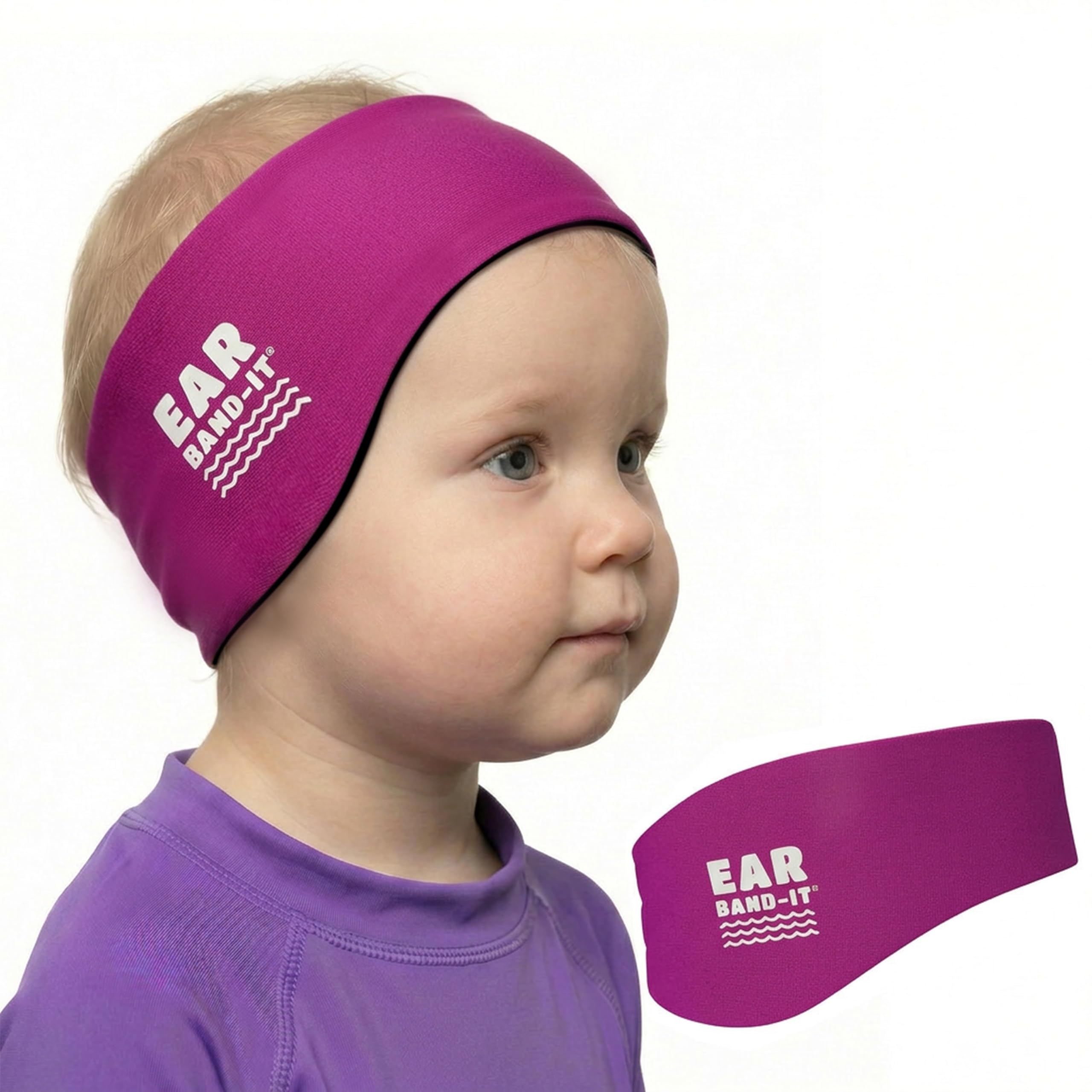 Earvolution Original Ear Band-It Swimming Headband, American Brand, Doctor-Invented - for Kids & Adults - Sensory-Friendly - Keep Ears Dry & Prevent Swimmer's Ear, Holds Earplugs In, (Magenta - Small)