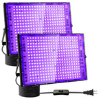 2 Pack 300W Black Lights, Blacklight Flood Light with Plug and Switch,for Glow Party, Black Light Party, Halloween, Body Paint, Neon Glow, Fluorescent Poster, Stage Lighting