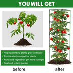 3 Pack Tomato Cage, 14.5" W x 53" H Square Tomato Trellis with 50 Pcs Clips