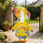 Raincoat Porch Goose Outfits,3 Pcs Waterproof Goose Outfit with Hat, Umbrella,and Raincoat,Funny Summer Lawn Goose Clothes,23" Yellow Cement Goose Statue Costume for Garden Patio Yard Decoration