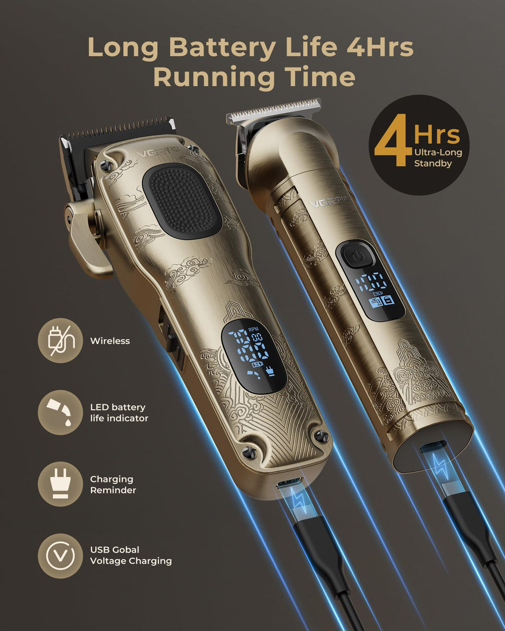 VGRPRO Hair Clippers for Men Professional, Cordless Clipper and Trimmer Set