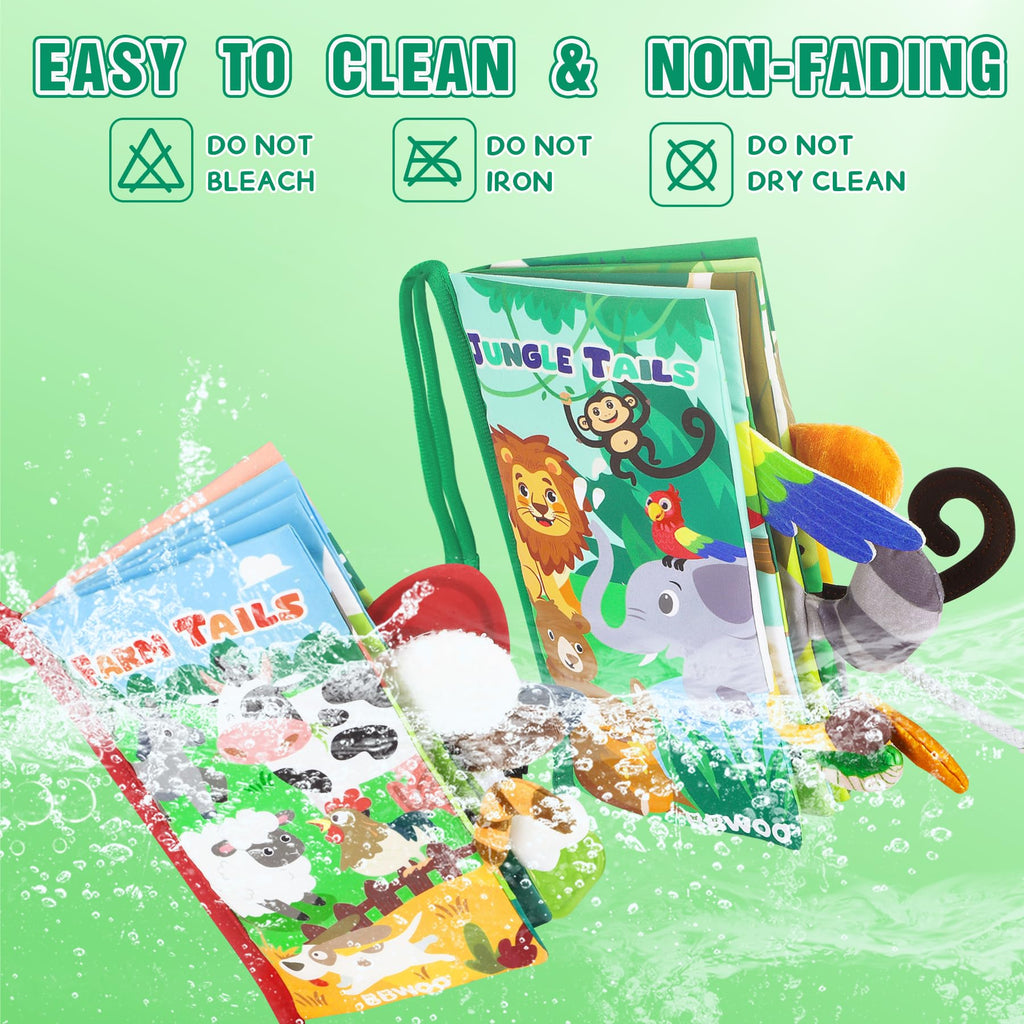 BBWOO Soft Baby Book - Baby Toy - Newborn Boys Girls Shower Gift - Tummy Time Toy for Infant 0-6 6-12 Months - Touch and Feel Sensory Crinkle Book with Teether for Toddler