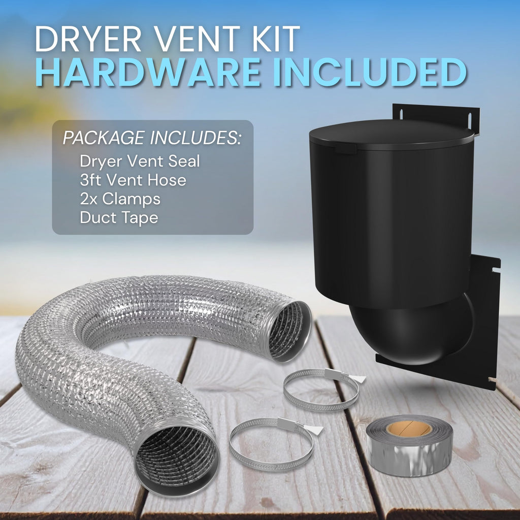 Dryer Vent Kit (Black) – 4 Inch Exterior Dryer Vent Cover with 3FT Vent Hose, 2 Hose Clamps, Tape & Screws | Energy Saving & Pest Resistant
