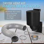 Dryer Vent Kit (Black) – 4 Inch Exterior Dryer Vent Cover with 3FT Vent Hose, 2 Hose Clamps, Tape & Screws | Energy Saving & Pest Resistant