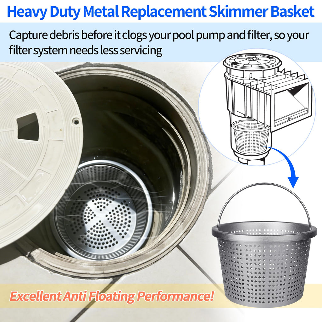BJFGF Pool Skimmer Basket for Pentair U-3 & Hayward SP1070 Inground Pool Skimmers, 8" Weighted Upgrade Skimmer Basket - Replacement for 08650-0007 SPX1070E & B-9 Filter Baskets