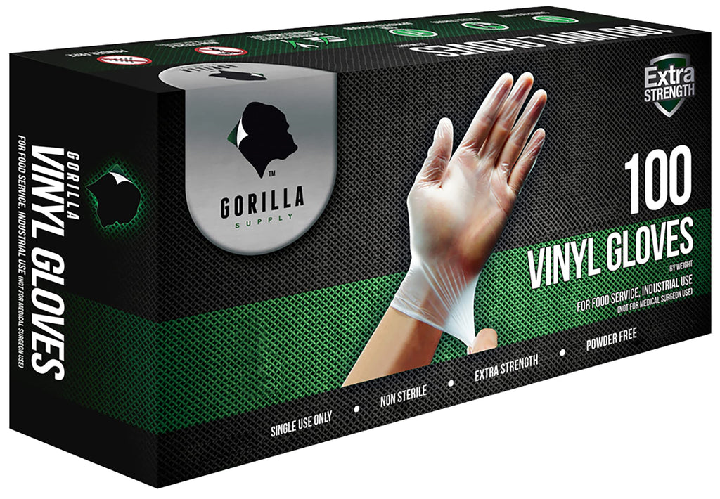 GORILLA SUPPLY Large Vinyl Gloves, Clear, Unisex, Disposable, 1000 Count
