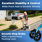 KneeRover Economy Knee Scooter Steerable Knee Walker for Adults for Foot Surgery, Broken Ankle, Foot Injuries - Foldable Knee Rover Scooter for Broken Foot Injured Leg Crutch (Blue)