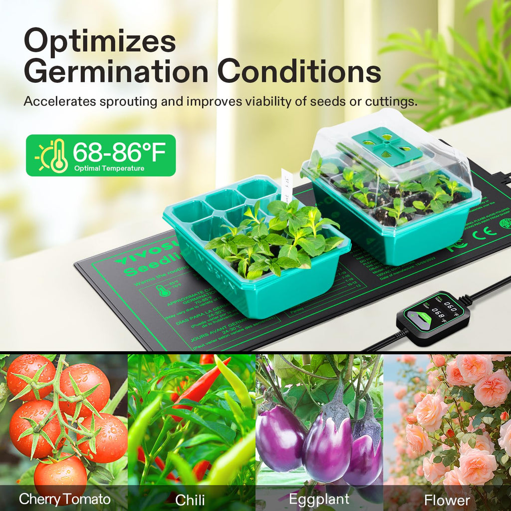 VIVOSUN 10"x20.75" Seedling Heat Mat with Built-in Temperature Controller