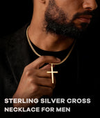 Lovjewl 18K Gold Cross Necklace for Men, Gold Cross Pendant Necklace with 4mm Stainless Steel Cuban Link Chain, Mens Chain Necklaces, Gold Chains for Men 22 Inch