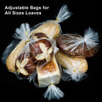 Reusable Bread Bags with Ties, Clear, 200 Bags and 200 Ties, For Homemade Bread and Bakery Loaf, Adjustable (200)