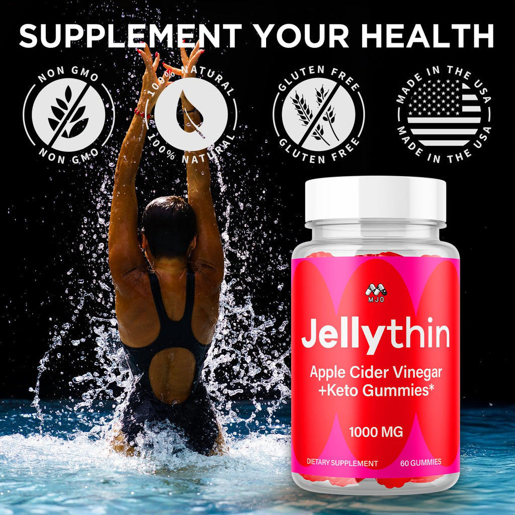 Jelly Thin Weight Management Gummies, Official Jellythin Gummys with All Natural Ingredients, Advanced Jelly Thin Health and Wellness Support Maximum Strength Formula Multivitamin Blend (60 Gummies)