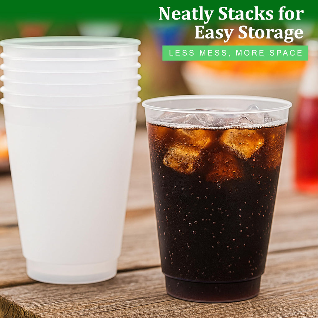 Concession Essentials – 16oz Frost Flex Plastic Cups – Shatterproof Reusable Drinkware for Parties, Weddings & Events – 25 Pack