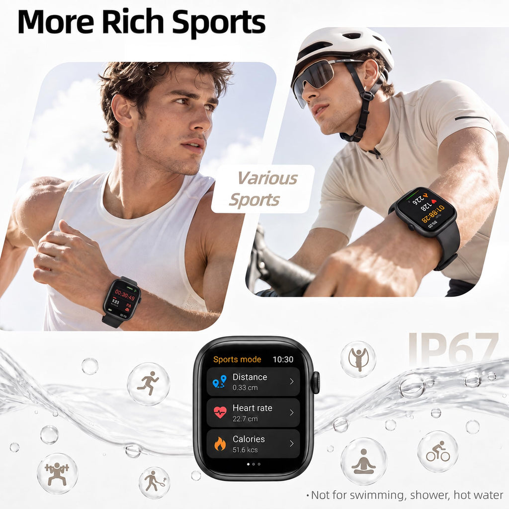 Smart Watch for Women Men, Answer/Make Call, 1.83"HD Touchscreen, 2 Bands