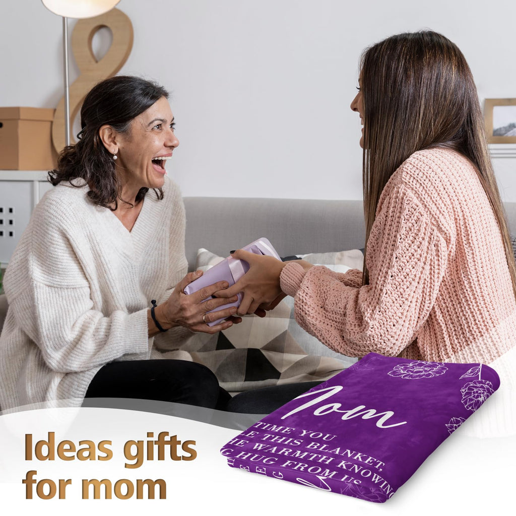 GiltGlimmer Mom Birthday Gifts, Mom Floral Blanket Purple, 60" x 50"