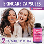 Glutathione Capsules - 1,500mcg L-Glutathione Supplement with Vitamin C - Skin Tone Enhancer - Targets Dark Spots & Acne Marks - Antioxidant Supplement for Beauty & Health Support - 60 Skin Pills