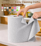 KitchLife Microfiber Cleaning Cloth Roll, 100 Pack - Tear-Away Microfiber Paper Towels, Lint-Free, Reusable, Washable for Kitchen, Car, Dishes, and Sensitive Surfaces (Light Gray)