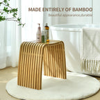 Bamboo Shower Bench, Non-Slip Shower Stool & 286 lbs, Waterproof Bathroom Stool Spa Bath Seat, Natural Bamboo Stool, Suitable for Multiple Settings: Bathroom, Bedroom, Dining room and Living room