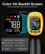 VESOGY Infrared-Thermometer-Gun-Heat-Temperature-Gun -58°F ~932°F-Auto Off Digital Laser Thermometer Gun for Cooking,Pizza Oven,Grill,Large Display IR Thermometer Temp Gun with Adjustable Emissivity