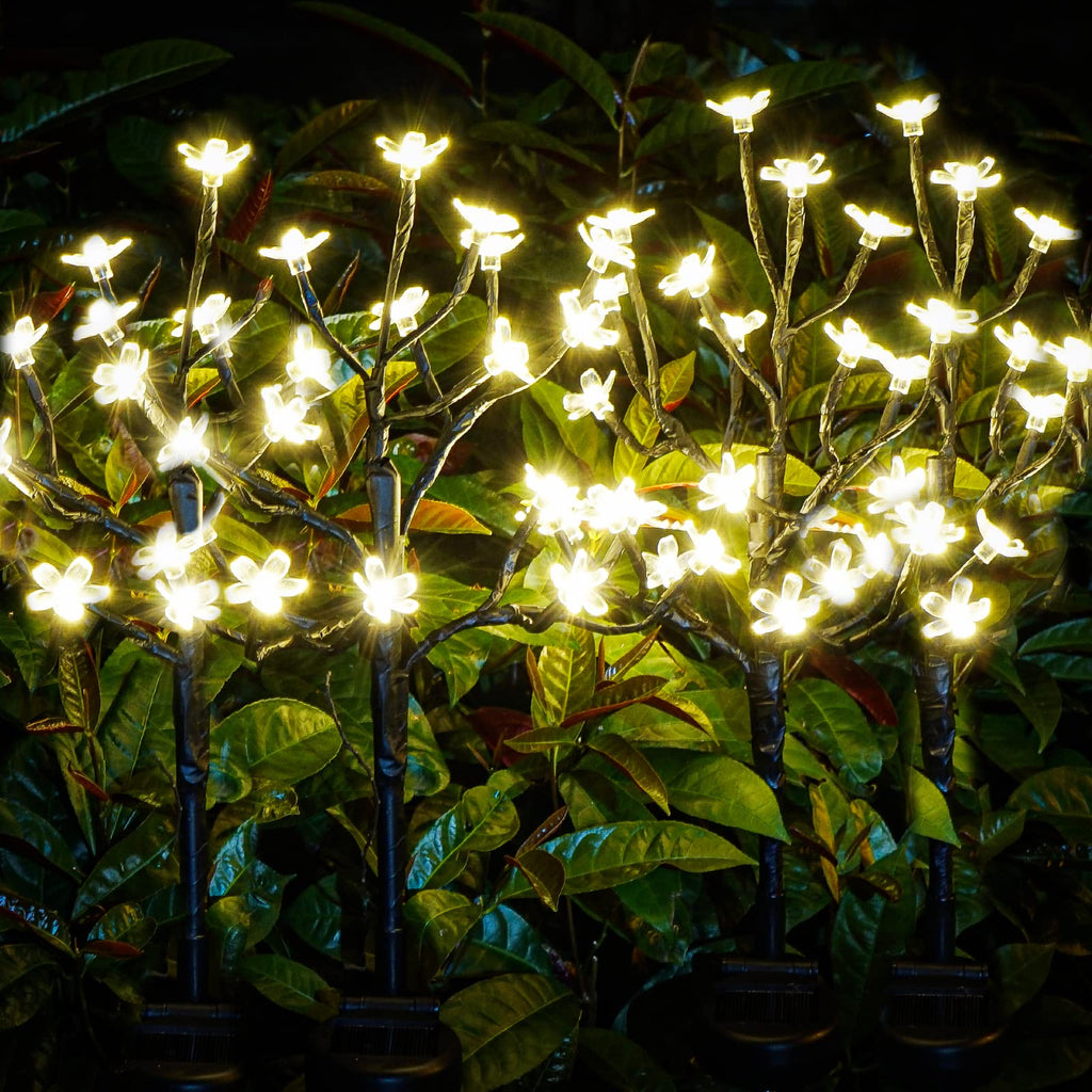 IUEECEN Solar Garden Lights Waterproof, Sola Lights Outdoor Decorative 4Pack,80Led Solar Powered Flowers Garden Decor,Fairy Lights for Yard,Pathway,Outside Decorations,Gardening Gifts for Women Mom