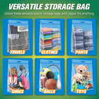 HIBAG 25 Gallon Jumbo Storage Bags, 35” x 24” Resealable Clear Bags with Handle, Extra Large XL Heavy Duty for Clothes Pillow Travel Moving, Pack of 3