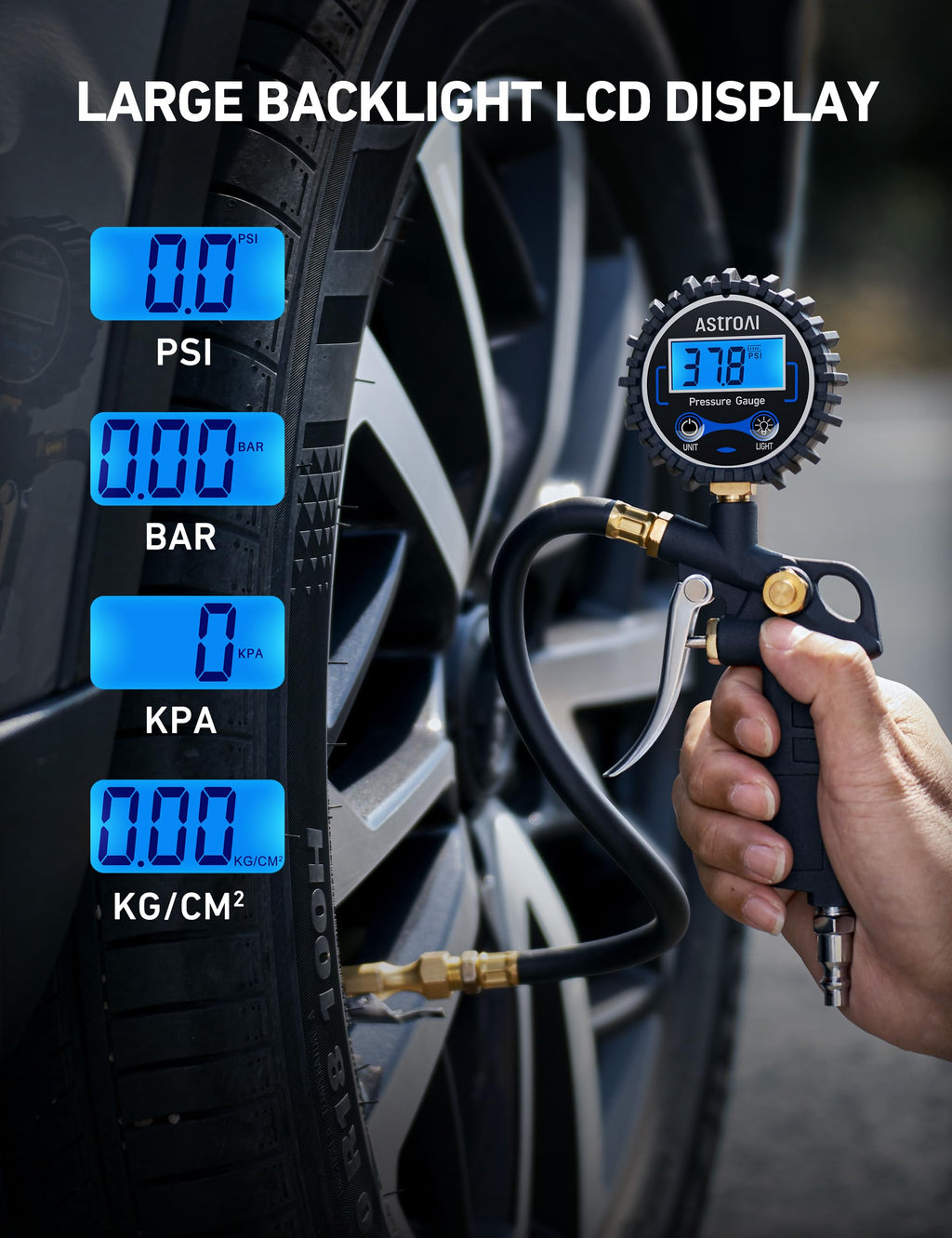 AstroAI Digital Tire Pressure Gauge with Inflator, 3-250 PSI