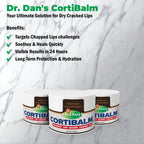Dr. Dan's Cortibalm Jars-3 Pack- for Dry Cracked Lips - Healing Lip Balm Jar for Severely Chapped Lips - Designed for Men, Women and Children -