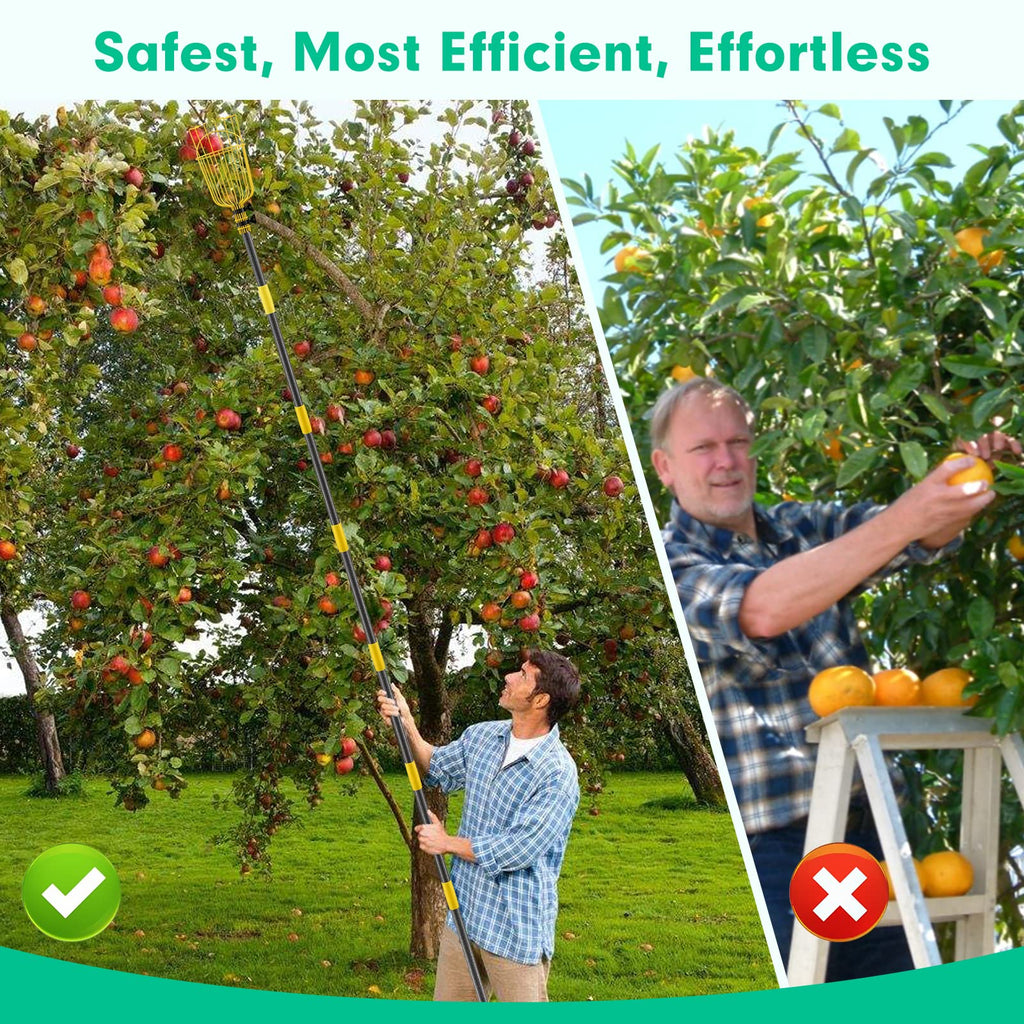 Lilyvane Fruit Picker, 66 Inch Long Heavy Duty Fruit Picker Tool with Fruit Basket, Adjustable Splicing Extension Fruit Picker Pole Fruit Picking Grabber