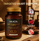 Maia Nattokinase Supplement, with 5000 FU, Supports Arterial Cleanliness and Heart Health, Promotes Healthy Circulation, Added Vitality and Wellness, Plant-Based Capsules, Zero Sugar, 60 Capsules