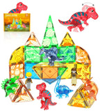 Asago Magnetic Tiles Dinosaurs Magnet Building Blocks Toys for Kids Ages 3-5 4-8 8-12 Creative Animals Educational Stack Tile Construction for Boys Girls Toddlers 5-7 Year Old to STEM Learning