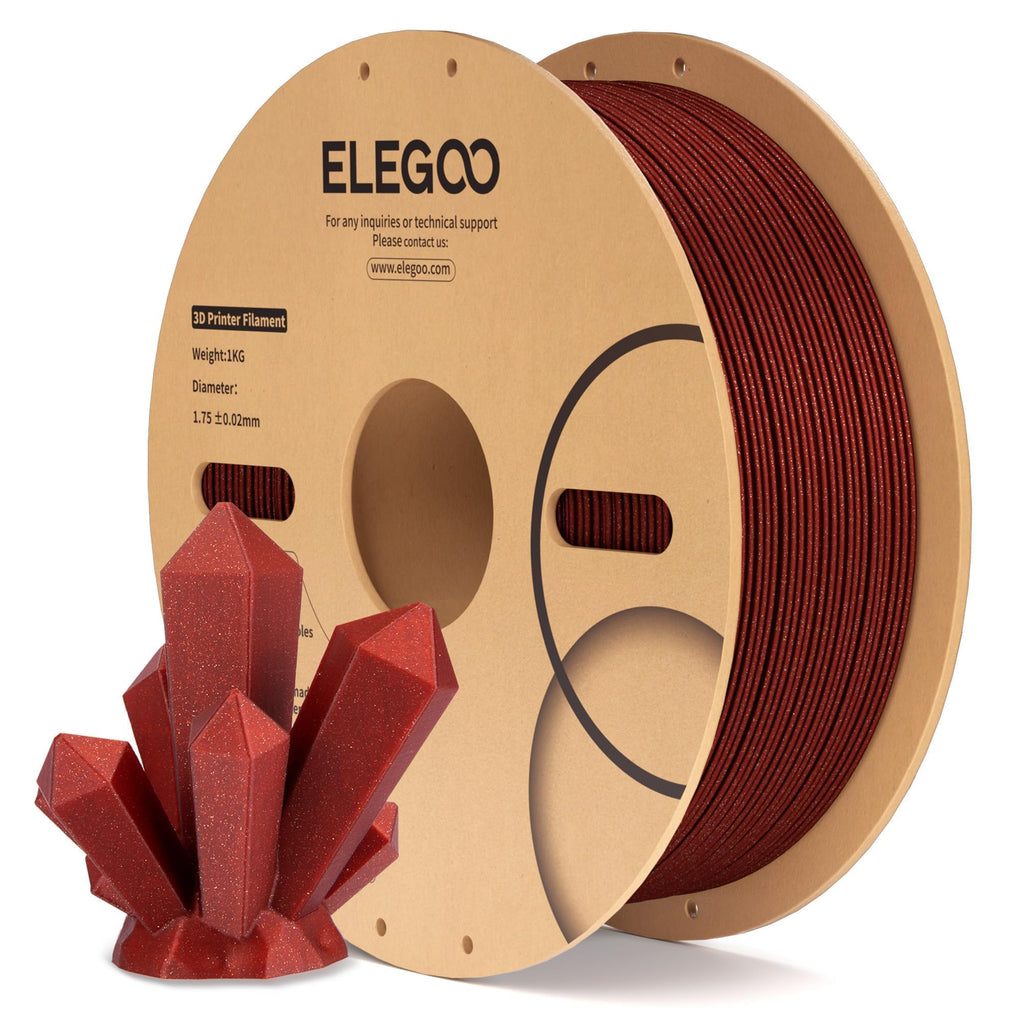 ELEGOO PLA Filament 1.75mm Sparkle Red 1KG, Glitter Twinkling 3D Printer Filament Dimensional Accuracy +/- 0.02mm, 1kg Spool(2.2lbs) Fits for Most FDM 3D Printers