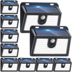 [10 Packs] Solar Motion Sensor Outdoor Lights, Super Bright Solar Lights Outdoor Waterproof, 3 Lighting Modes Security Wall Light for Outside Walking Dog Fence Backyard Deck Garden Door Step Garage