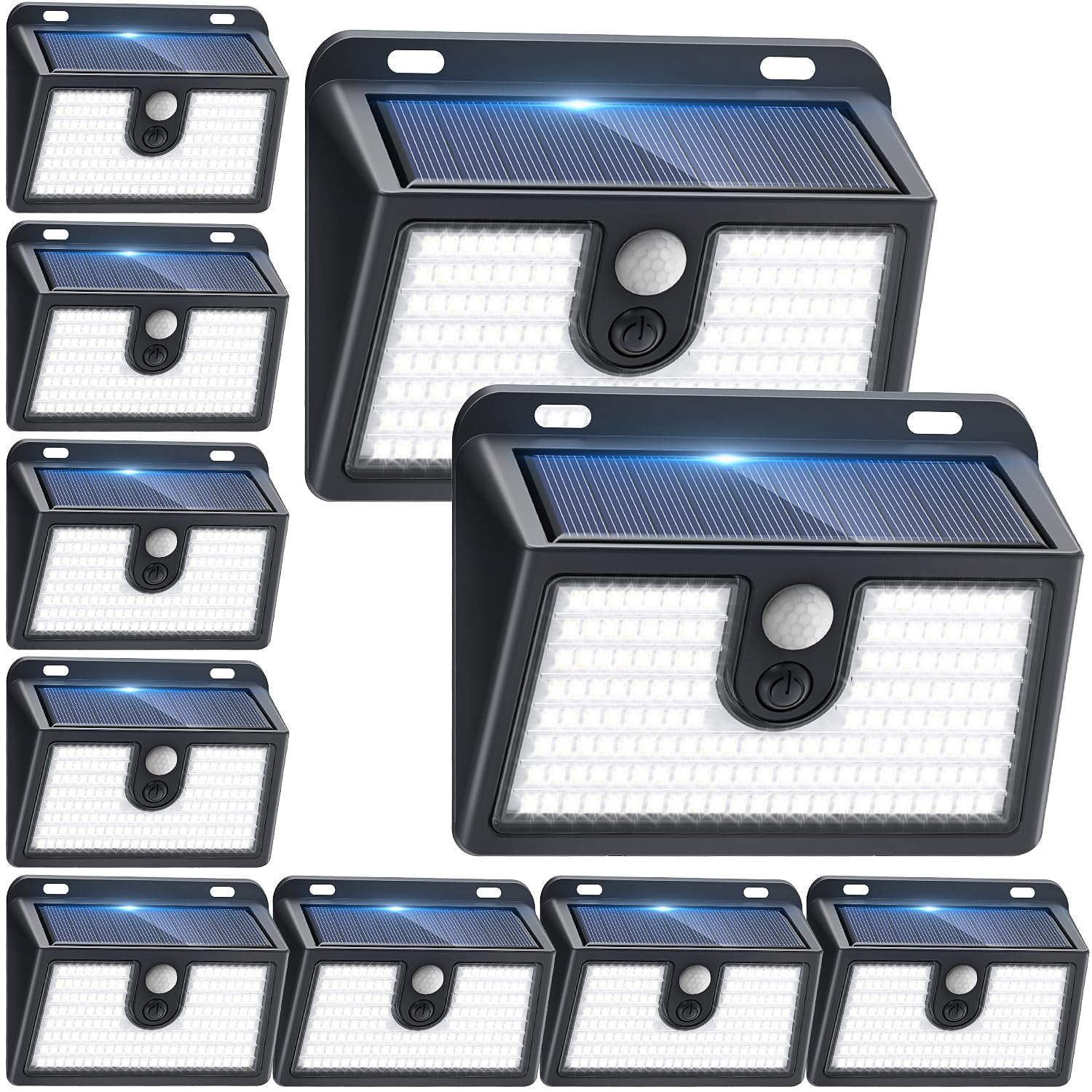 [10 Packs] Solar Motion Sensor Outdoor Lights, Super Bright Solar Lights Outdoor Waterproof, 3 Lighting Modes Security Wall Light for Outside Walking Dog Fence Backyard Deck Garden Door Step Garage