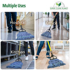 Super Clean Planet Heavy Duty Mop Head Refill (3-Pack) – Industrial Blue Cotton, Looped-End Wet Mop Heads for General, Commercial, Janitorial & Floor Cleaning
