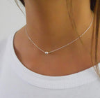 Anika Bella Ball Choker Necklace, Dainty Bead Pendant, Waterproof Minimalist Jewelry for Women (Silver)