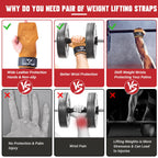 COFOF Weight Lifting Wrist Strap,Double Layer Leather Weightlifting Wrist Strap for Deadlift and Powerlifting, Adjustable Neoprene Padded Gym Workout Lifting Wrist Hooks for Men/Women(Pair)