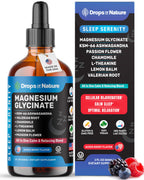 Magnesium Glycinate & Ashwagandha Liquid Drops with Valerian Root, Chamomile, Passion Flower, Lemon Balm & L-Theanine - Vegan Fast Absorption - Supplement for Wellness & Relaxation (Mixed Berry, 60mL)
