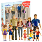 Dollhouse People, Bendable Dollhouse Family Set – 9 Poseable Figures Including Grandpa, Grandma, Mom, Dad, Sister, Brother, Cousins, and a Baby Girl – Perfect for Dollhouse Play and Imaginative Fun