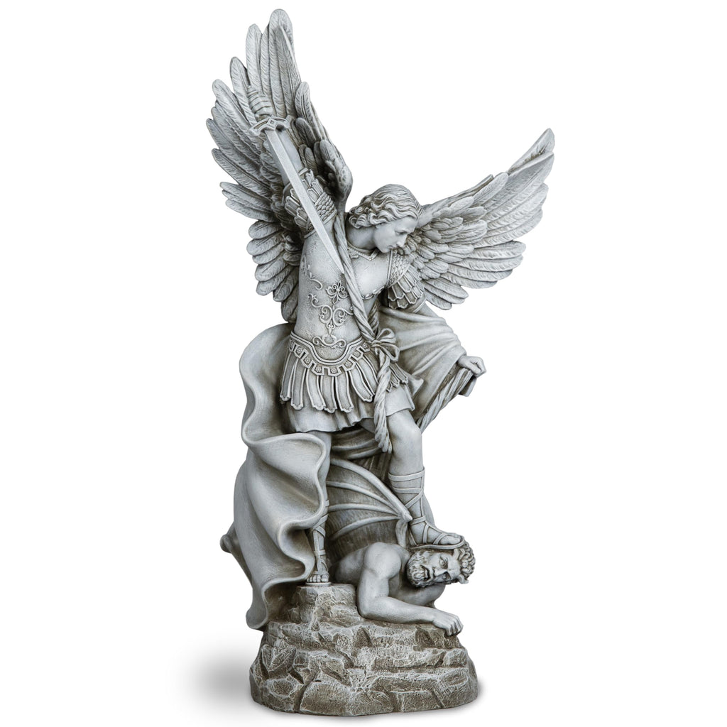 DevotedWalls 20.5" Large Saint Michael Statue Outdoor,Michael the Archangel Slaying Satan,Large Garden Religious Sculpture,San Miguel Arcangel Defender for Porch,Patio or Church Entryway