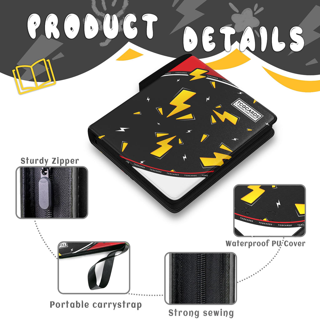 Trading Card Binder 9 Pocket,Card Binder 900 Pockets,Card Book Holder Cards with 50 Removable Sleeves,3-Ring Zip Design MTG/TCG/Sport Collectible Trading Card Albums Gifts for Boys and Girls (Black)
