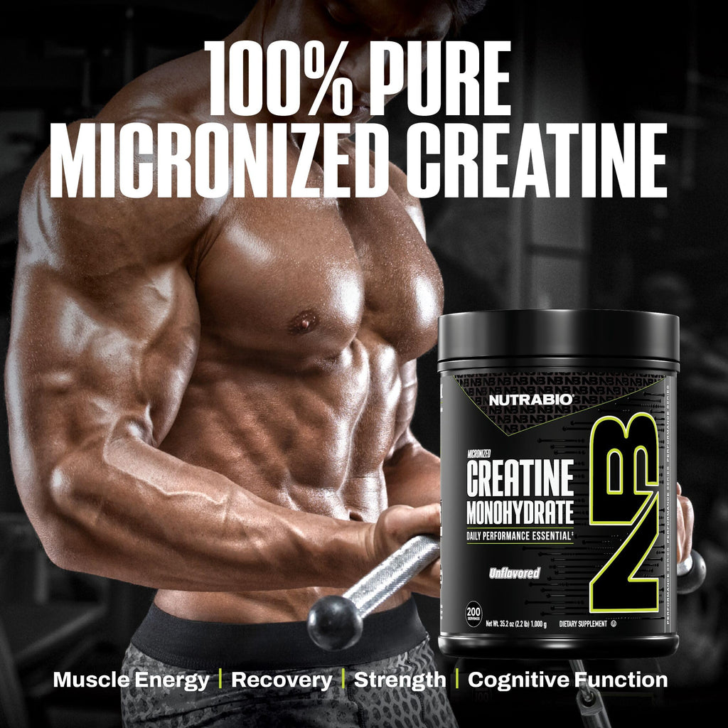 NutraBio Pure Micronized Creatine Monohydrate Powder Supplement, Unflavored, (1000 g) - Supports Bulk Muscle Energy, Recovery, and Strength - HPLC Tested Creatine Powder Supplement for Men and Women