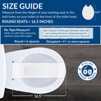 Mayfair Bennett Toilet Seat with Chrome Hinges, Slow Close Wood Seat, Secure Metal Hinges, Easy Install, Made in USA, Round, White