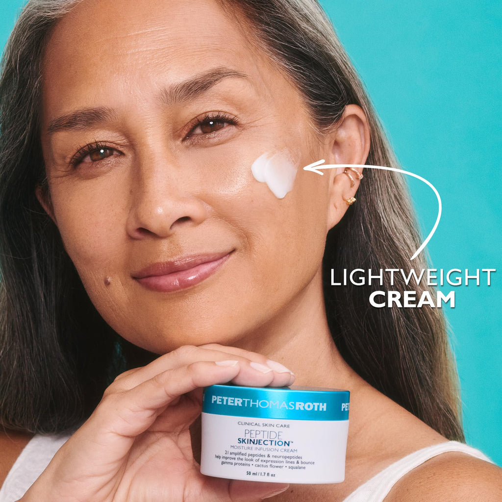 Peter Thomas Roth | Peptide Skinjection™ Moisture Infusion Cream, Refillable Moisturizer, For Loss of Firmness and Elasticity, Fine Lines & Wrinkles, Dryness, 21 Amplified Peptides & Neuropeptides