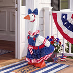 Woaoce 4th of July Porch Goose Outfits with Stars & Stripes, Patriotic Red White Blue Costume for 23 Inch Porch Statue, USA 250th Anniversary Outdoor Lawn Garden Decor