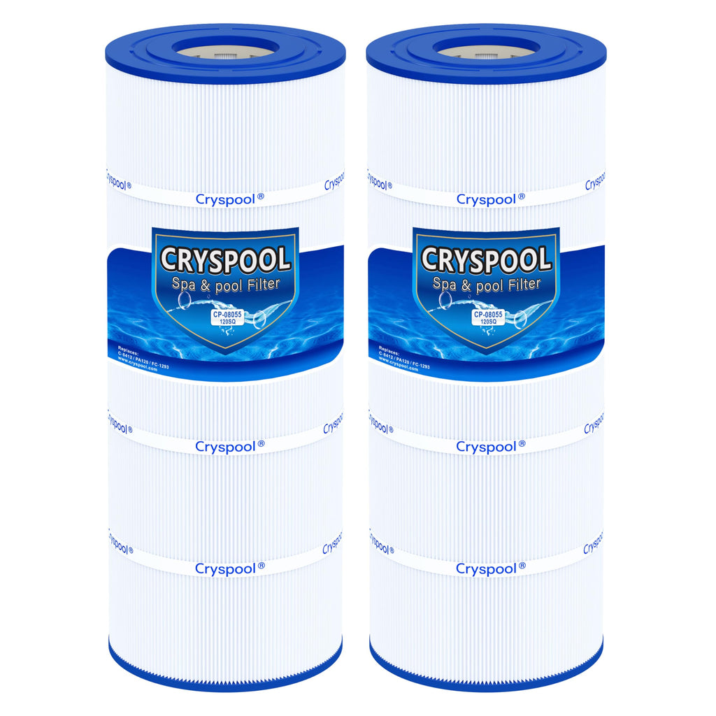Cryspool® 08055 Filter Compatible with C1200, CX1200RE, Clearwater II 125, PA120, C-8412, FC-1293, 817-0125N, 120 Sq. Ft Pool Filter Cartridge, 2 Pack