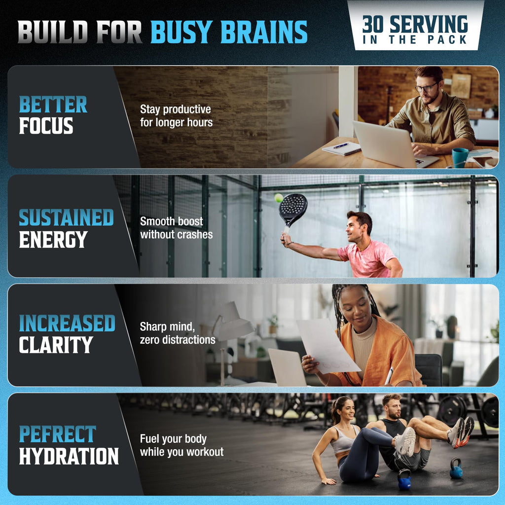 Nootropic Brain Supplement For Memory and Focus Supplement - Drink Mix, Alpha GPC, Ashwagandha, L-Theanine, NALT, Huperzine A | Memory Supplements For Brain, Nootropic Powder Energy Powder, Sugar Free