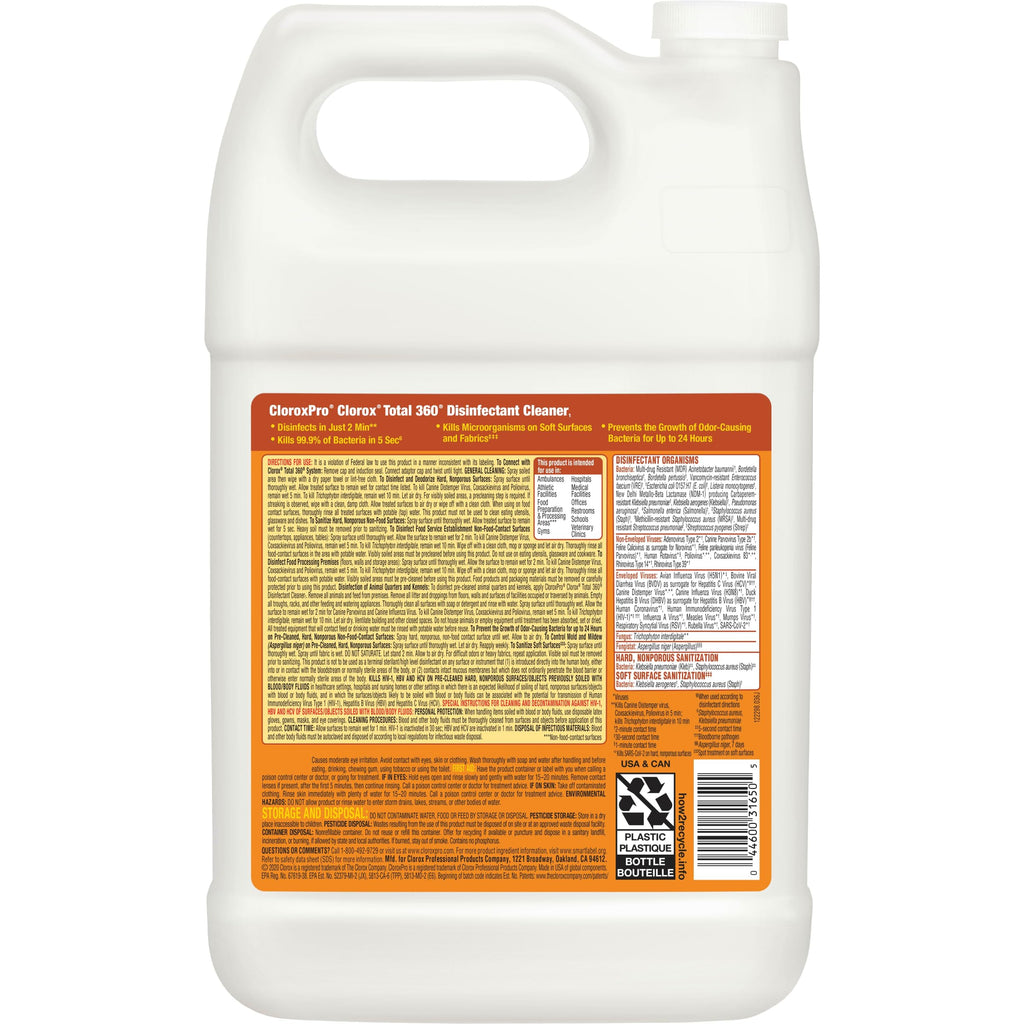 CloroxPro Total 360 Disinfectant Cleaner, Industrial Cleaning and Disinfecting Spray, 128 Ounces Each (4 Pack) - 31650