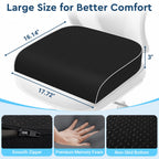 SofterCharm Seat Cushion, Memory Foam Office Chair Cushions for Long Sitting Hours, Chair Pad for Sciatica, Coccyx, Tailbone, Hip Pain & Pressure Relief, Office, Home, Car Seats, Airplane, Black/Large