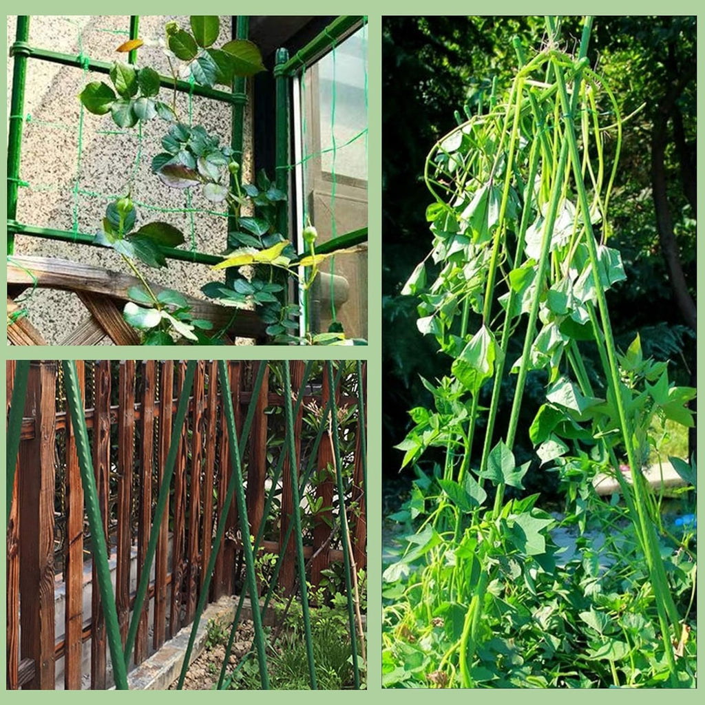 BOTINDO Garden Stakes 36 Inches Sturdy Green Plant Sticks 25 Pack, Metal Tomato Stakes Support, Yard Plant Support Cage for Potted Plants, Tomatoes, Trees, Cucumber, Fences, Beans (36 inch)